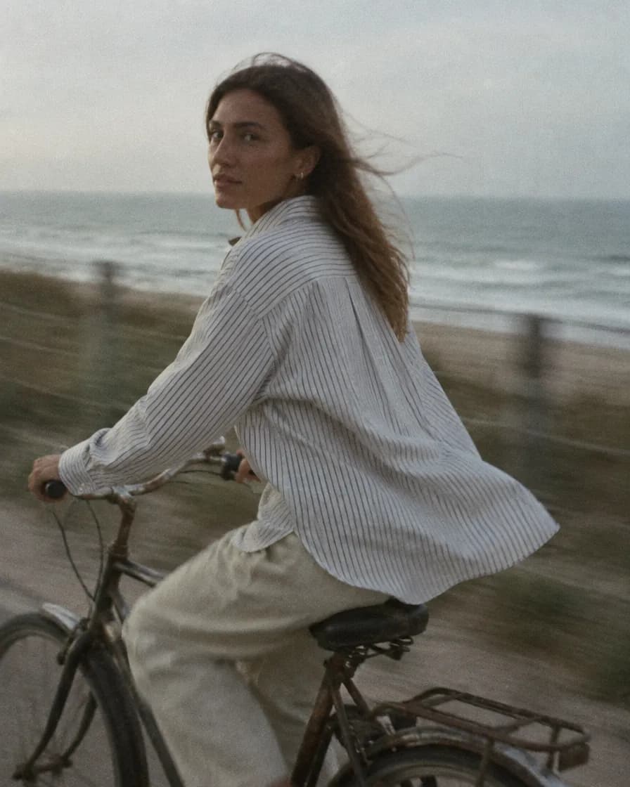 Oversized poplin shirt SHR01 Pinstripe, view 3