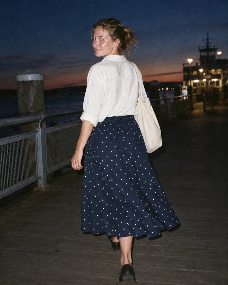 Drawcord midi skirt SKT01 Ink dot, view 3